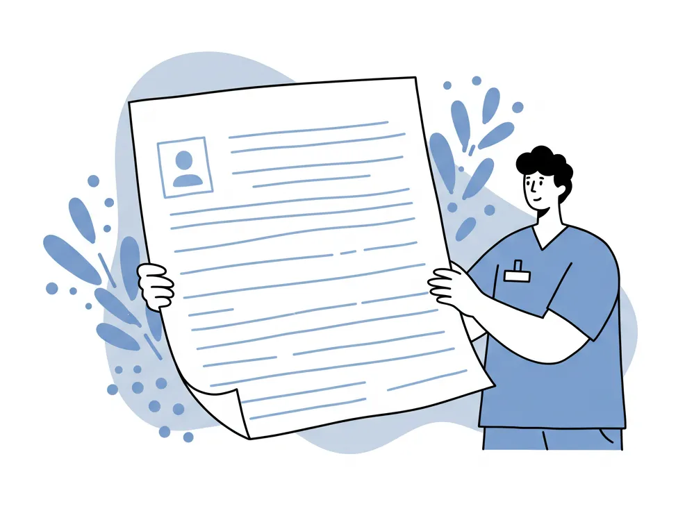 Dentist holding clinical notes