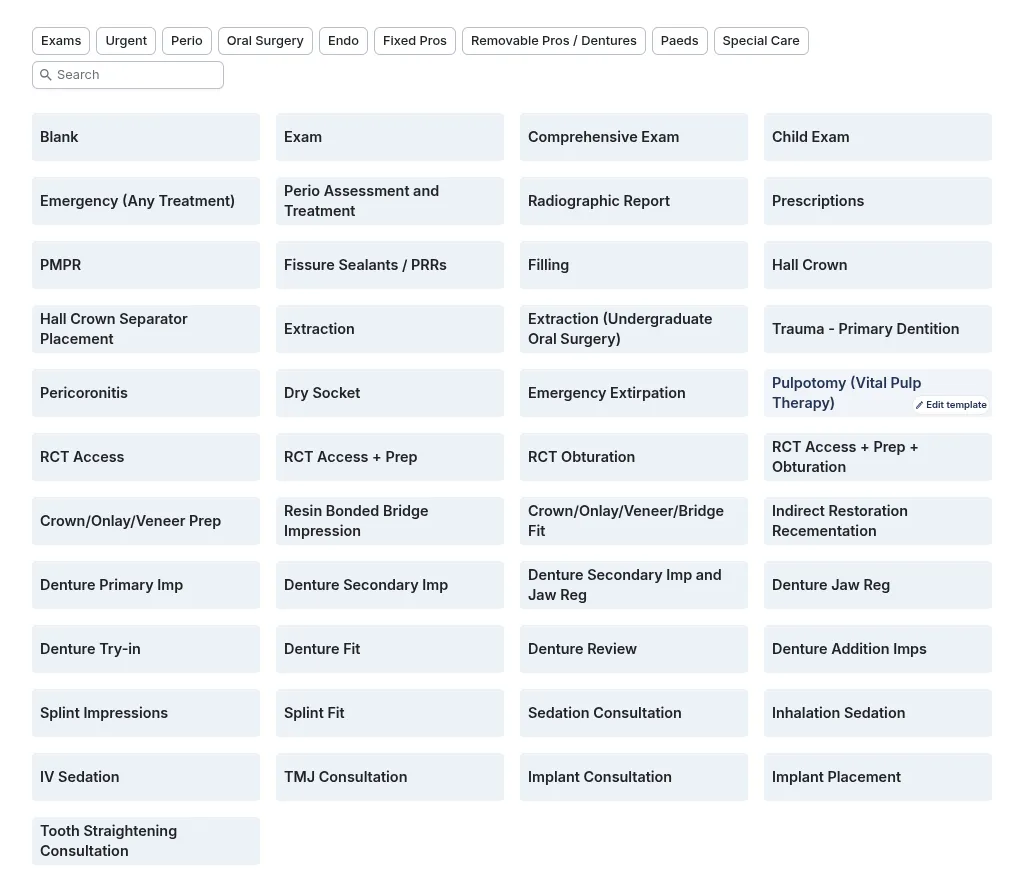 Dentascribe templates